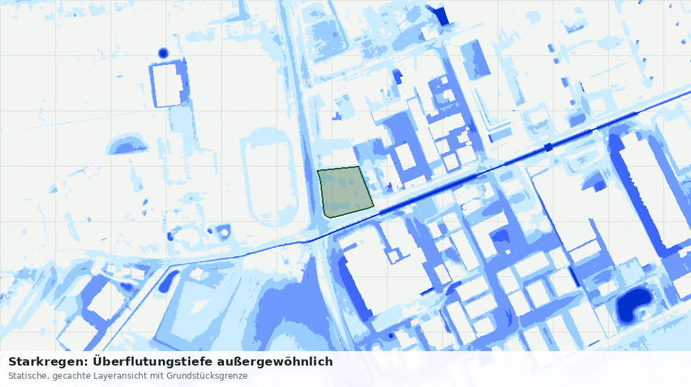 Statische Kartenansicht: Starkregen: Überflutungstiefe außergewöhnlich
