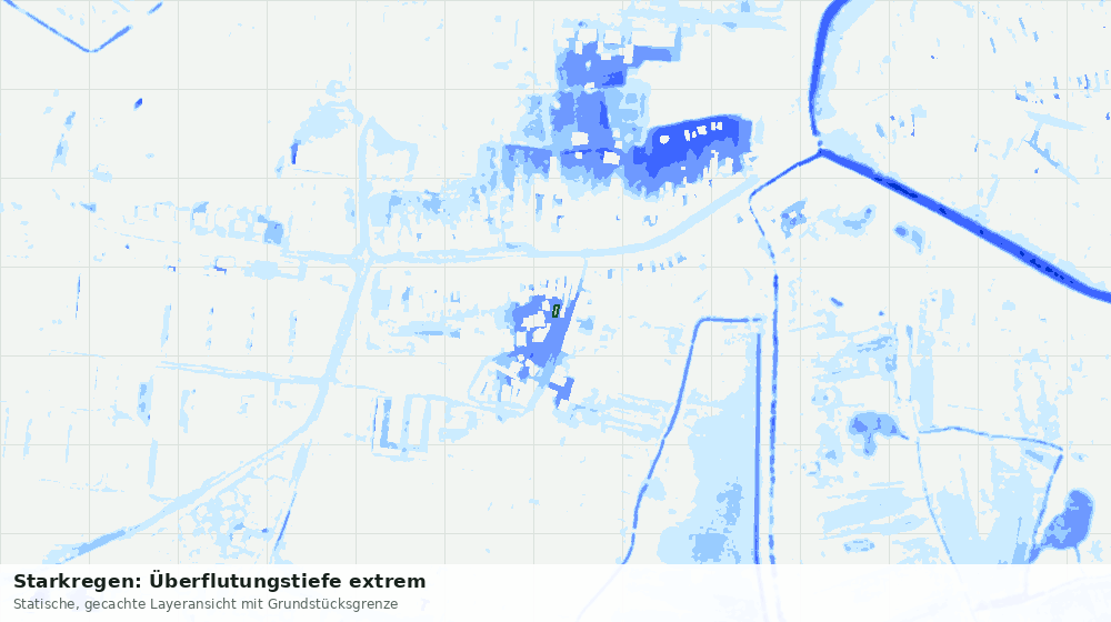 Statische Kartenansicht: Starkregen: Überflutungstiefe extrem