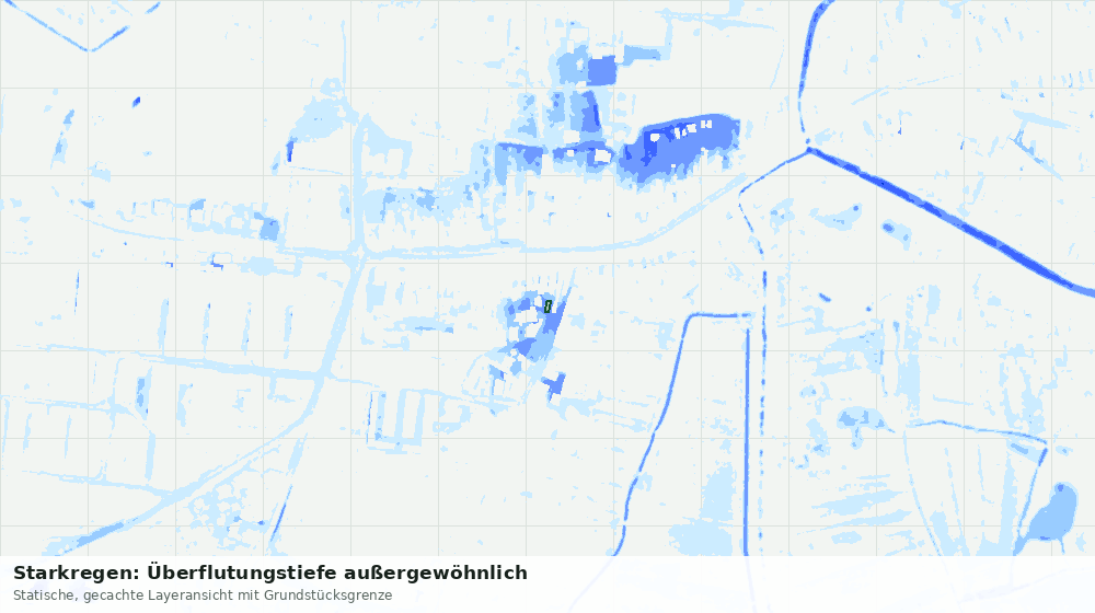 Statische Kartenansicht: Starkregen: Überflutungstiefe außergewöhnlich