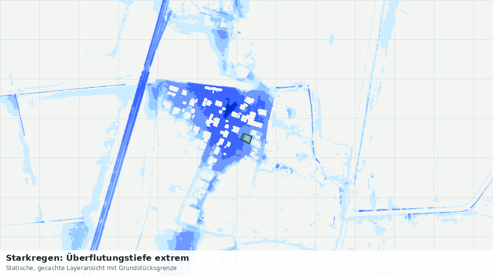 Statische Kartenansicht: Starkregen: Überflutungstiefe extrem