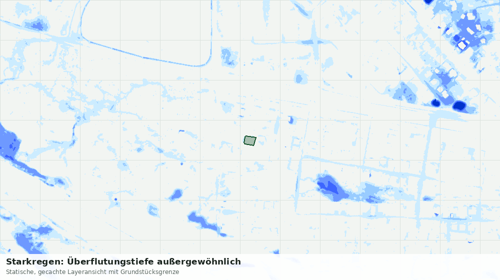 Statische Kartenansicht: Starkregen: Überflutungstiefe außergewöhnlich