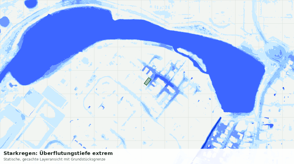 Statische Kartenansicht: Starkregen: Überflutungstiefe extrem