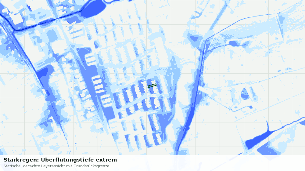 Statische Kartenansicht: Starkregen: Überflutungstiefe extrem