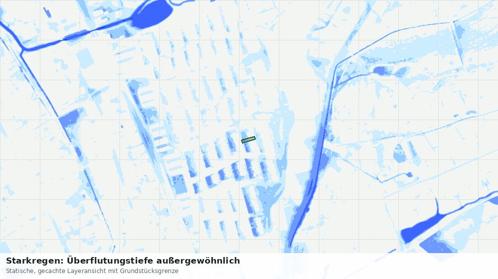 Statische Kartenansicht: Starkregen: Überflutungstiefe außergewöhnlich