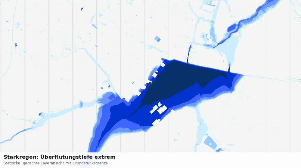 Statische Kartenansicht: Starkregen: Überflutungstiefe extrem