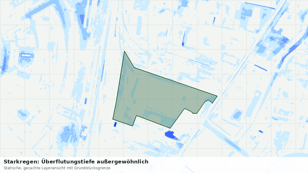 Statische Kartenansicht: Starkregen: Überflutungstiefe außergewöhnlich