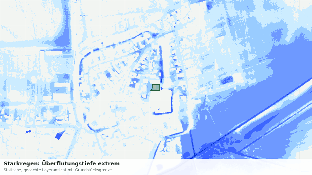 Statische Kartenansicht: Starkregen: Überflutungstiefe extrem