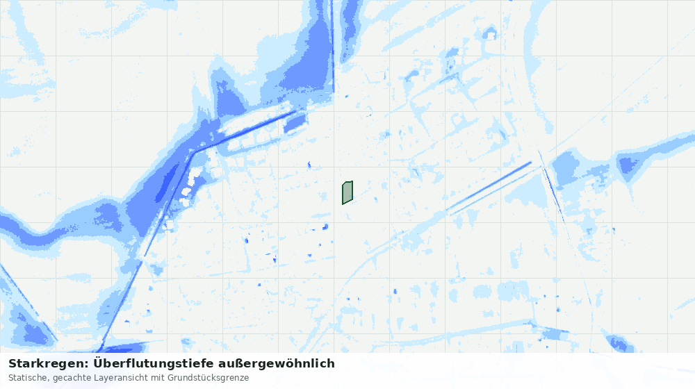 Statische Kartenansicht: Starkregen: Überflutungstiefe außergewöhnlich