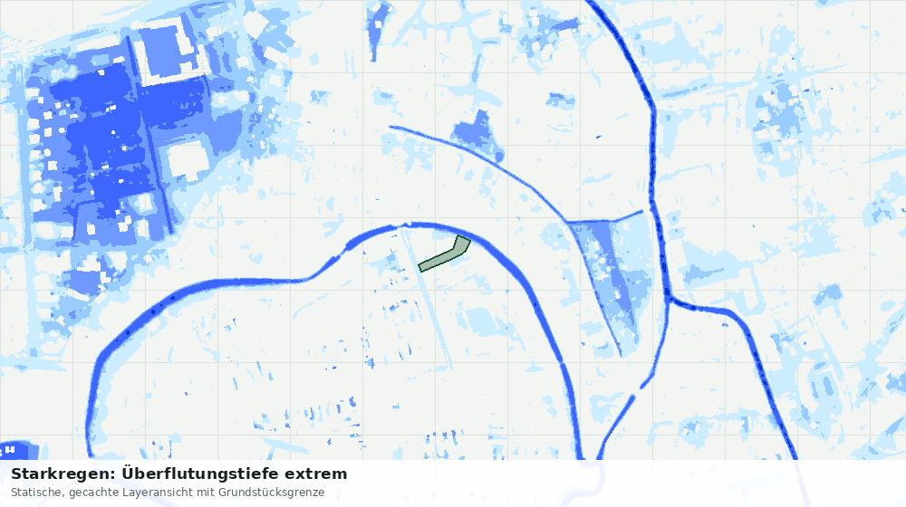 Statische Kartenansicht: Starkregen: Überflutungstiefe extrem