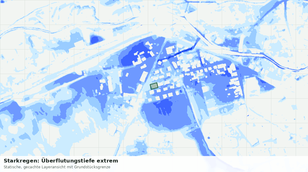 Statische Kartenansicht: Starkregen: Überflutungstiefe extrem