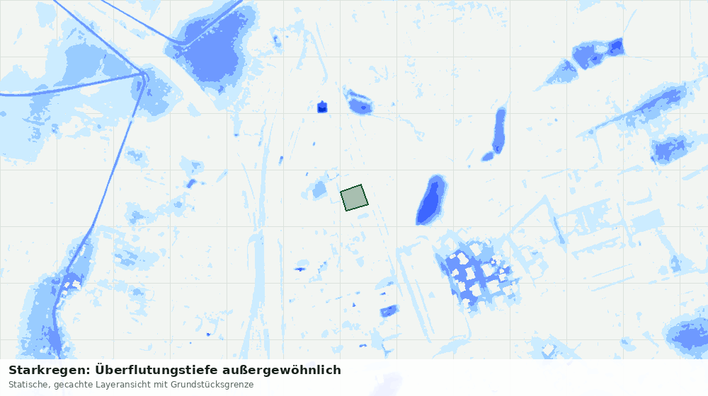 Statische Kartenansicht: Starkregen: Überflutungstiefe außergewöhnlich