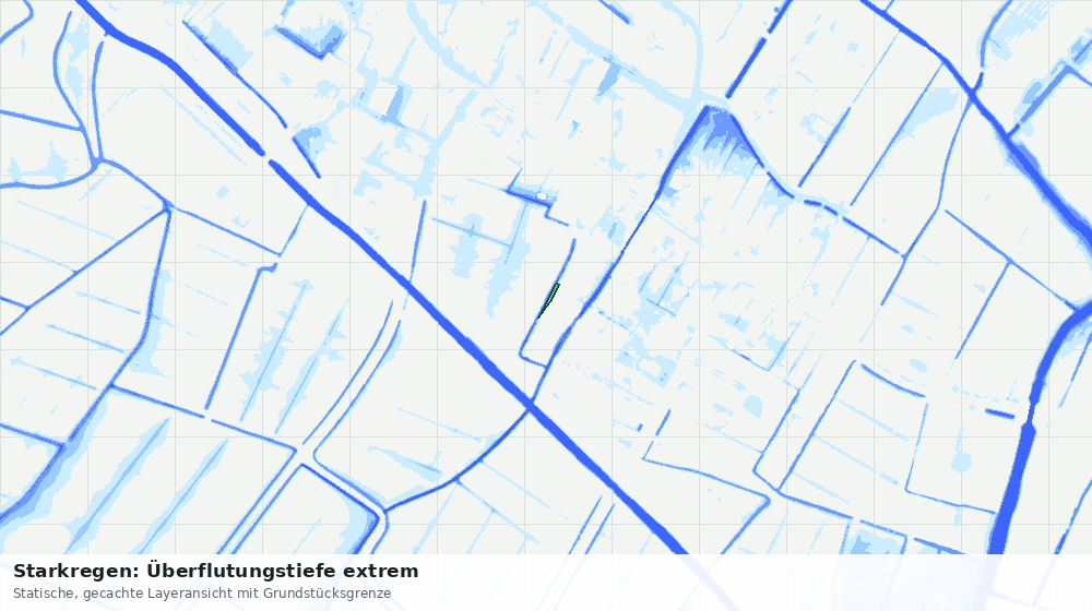 Statische Kartenansicht: Starkregen: Überflutungstiefe extrem