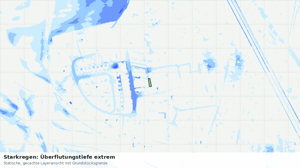 Statische Kartenansicht: Starkregen: Überflutungstiefe extrem
