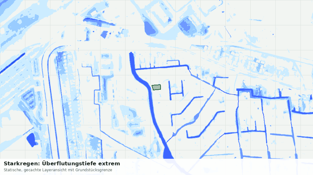 Statische Kartenansicht: Starkregen: Überflutungstiefe extrem