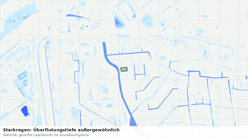 Statische Kartenansicht: Starkregen: Überflutungstiefe außergewöhnlich