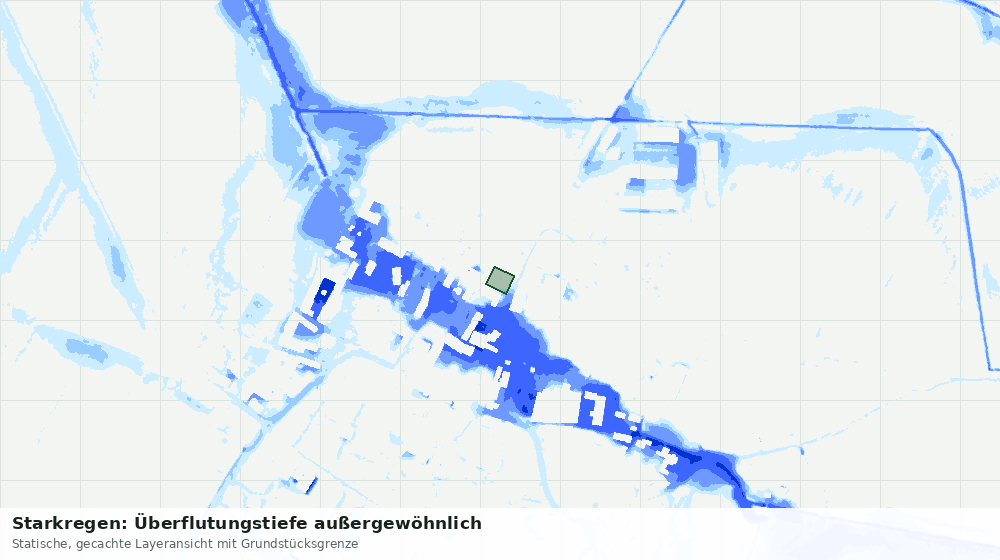 Statische Kartenansicht: Starkregen: Überflutungstiefe außergewöhnlich