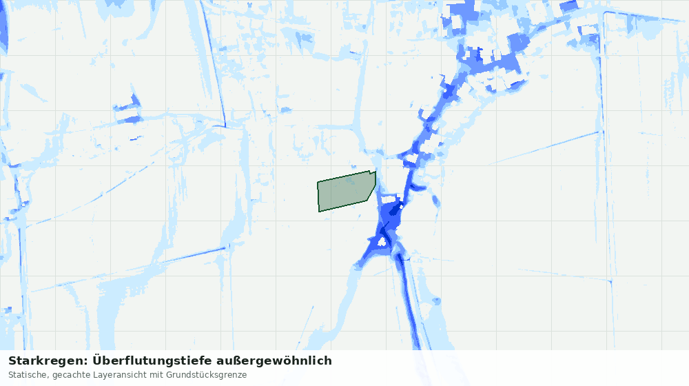 Statische Kartenansicht: Starkregen: Überflutungstiefe außergewöhnlich