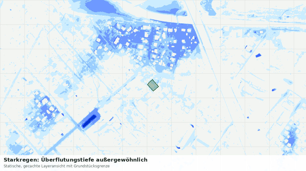 Statische Kartenansicht: Starkregen: Überflutungstiefe außergewöhnlich