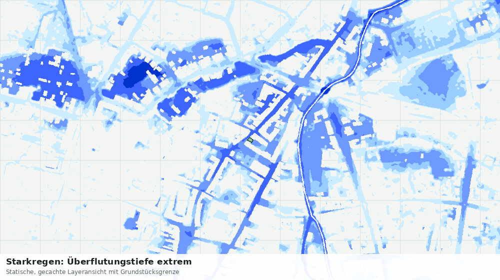 Statische Kartenansicht: Starkregen: Überflutungstiefe extrem