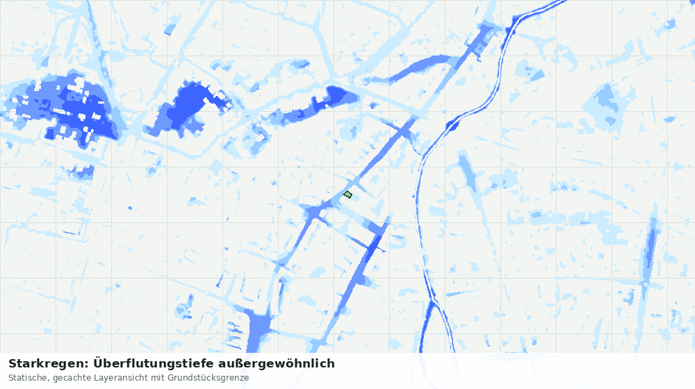 Statische Kartenansicht: Starkregen: Überflutungstiefe außergewöhnlich