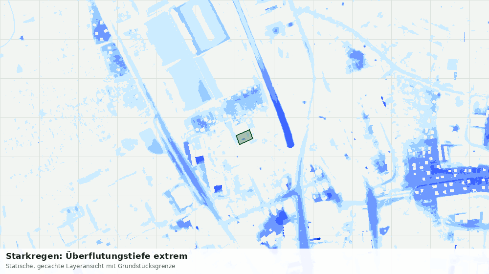 Statische Kartenansicht: Starkregen: Überflutungstiefe extrem