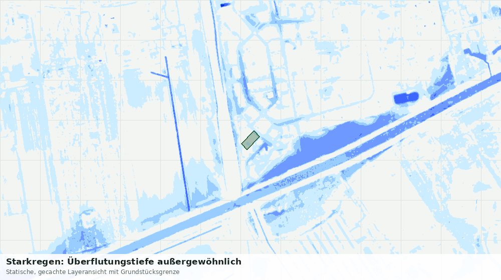 Statische Kartenansicht: Starkregen: Überflutungstiefe außergewöhnlich