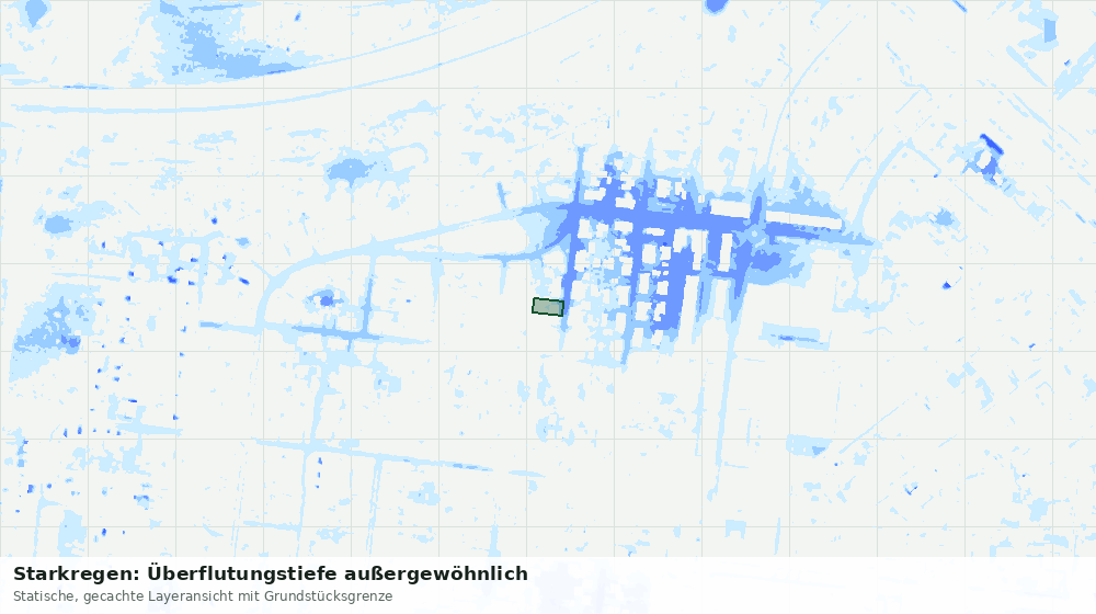 Statische Kartenansicht: Starkregen: Überflutungstiefe außergewöhnlich
