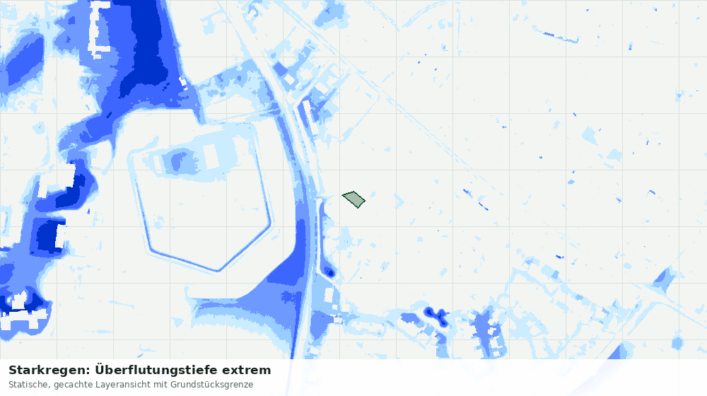 Statische Kartenansicht: Starkregen: Überflutungstiefe extrem
