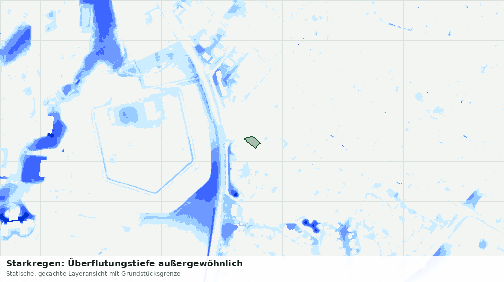 Statische Kartenansicht: Starkregen: Überflutungstiefe außergewöhnlich