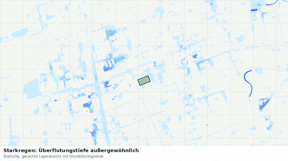 Statische Kartenansicht: Starkregen: Überflutungstiefe außergewöhnlich