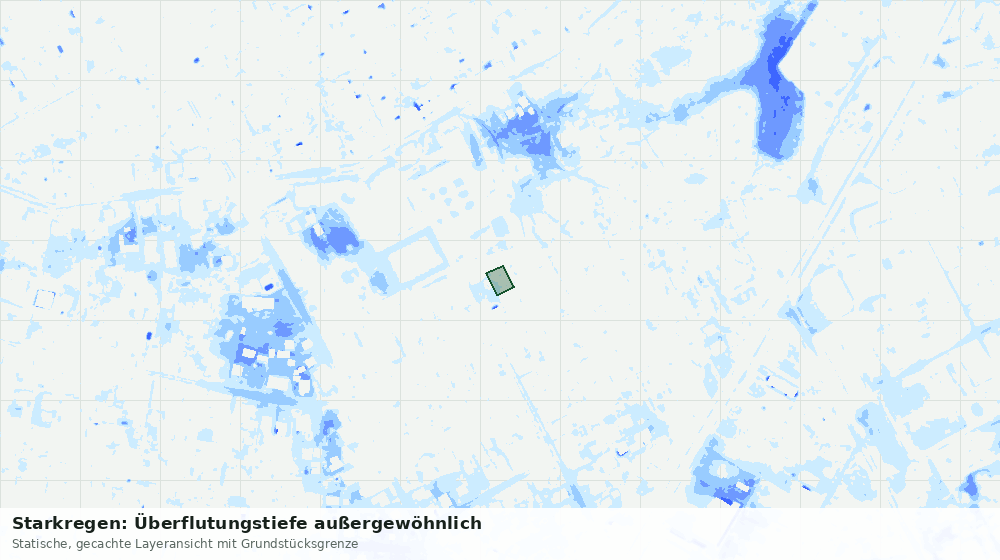 Statische Kartenansicht: Starkregen: Überflutungstiefe außergewöhnlich