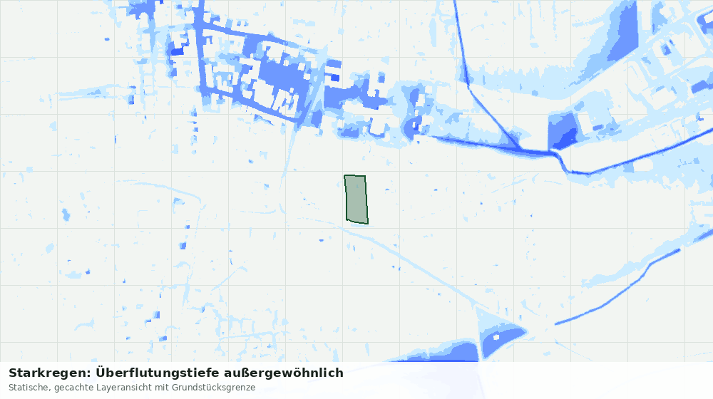 Statische Kartenansicht: Starkregen: Überflutungstiefe außergewöhnlich