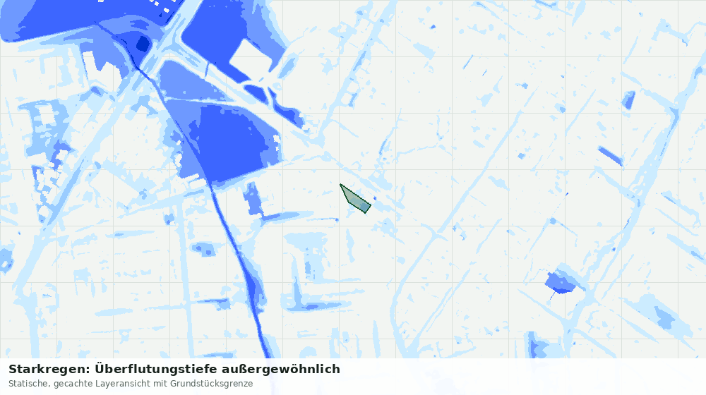 Statische Kartenansicht: Starkregen: Überflutungstiefe außergewöhnlich