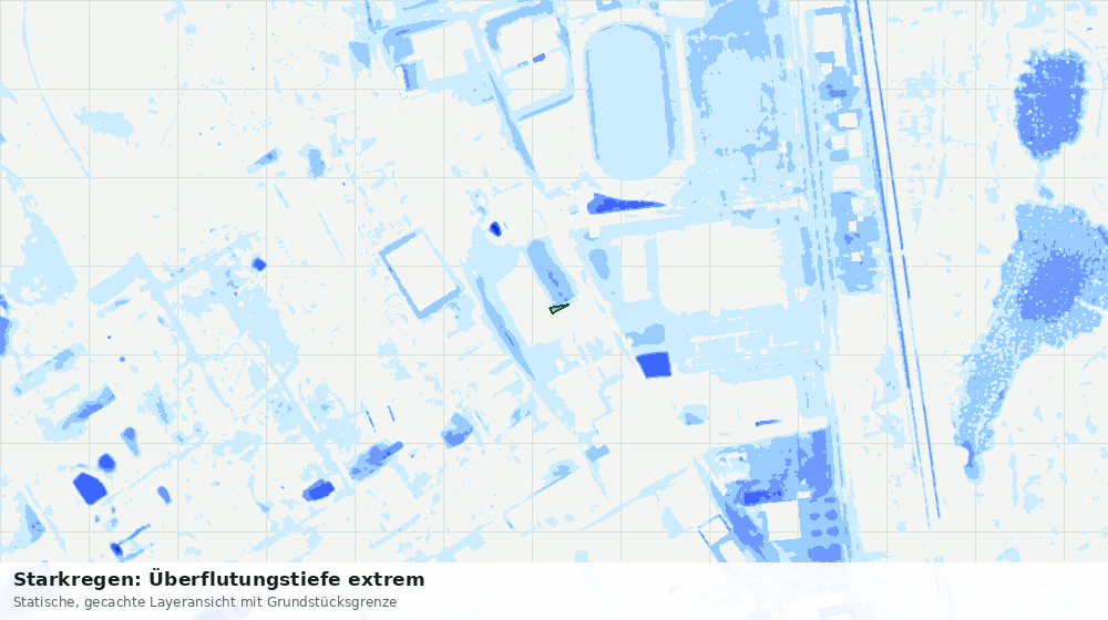 Statische Kartenansicht: Starkregen: Überflutungstiefe extrem