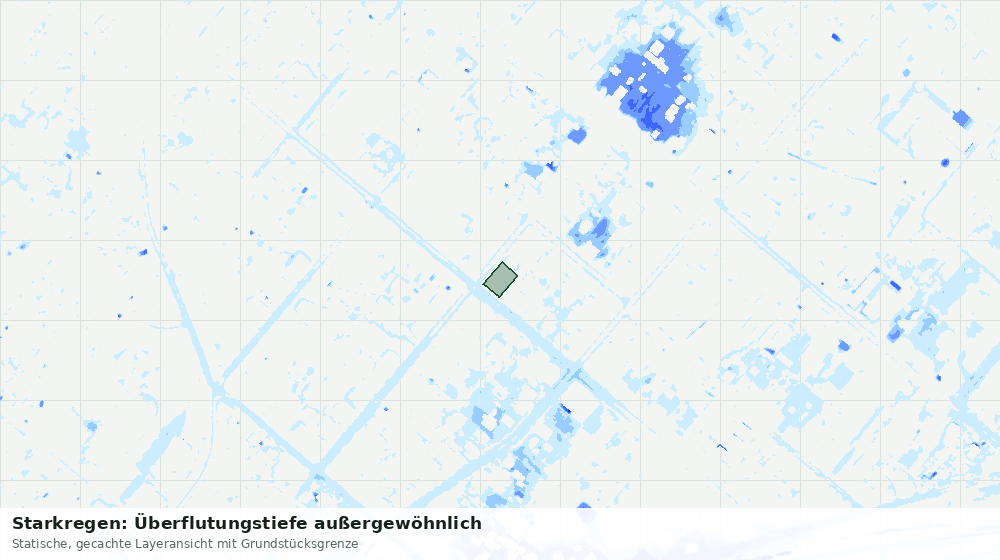 Statische Kartenansicht: Starkregen: Überflutungstiefe außergewöhnlich