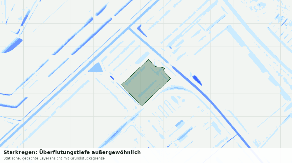 Statische Kartenansicht: Starkregen: Überflutungstiefe außergewöhnlich