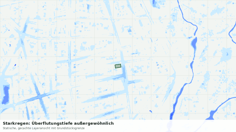 Statische Kartenansicht: Starkregen: Überflutungstiefe außergewöhnlich