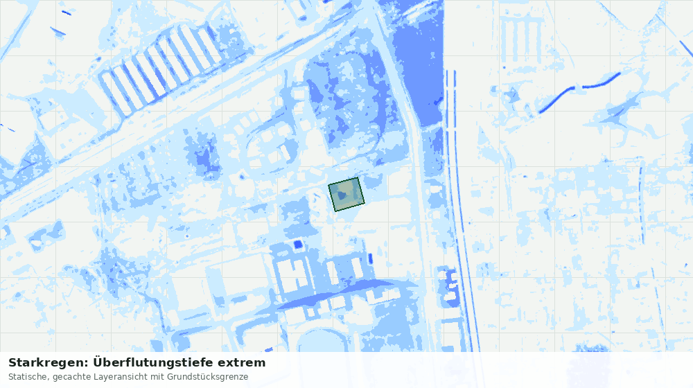Statische Kartenansicht: Starkregen: Überflutungstiefe extrem