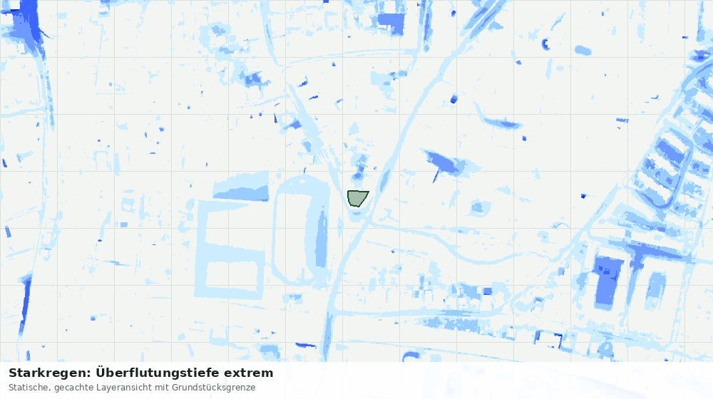 Statische Kartenansicht: Starkregen: Überflutungstiefe extrem