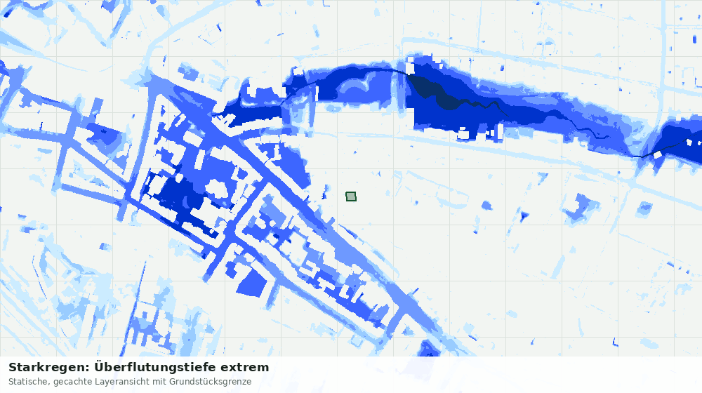 Statische Kartenansicht: Starkregen: Überflutungstiefe extrem