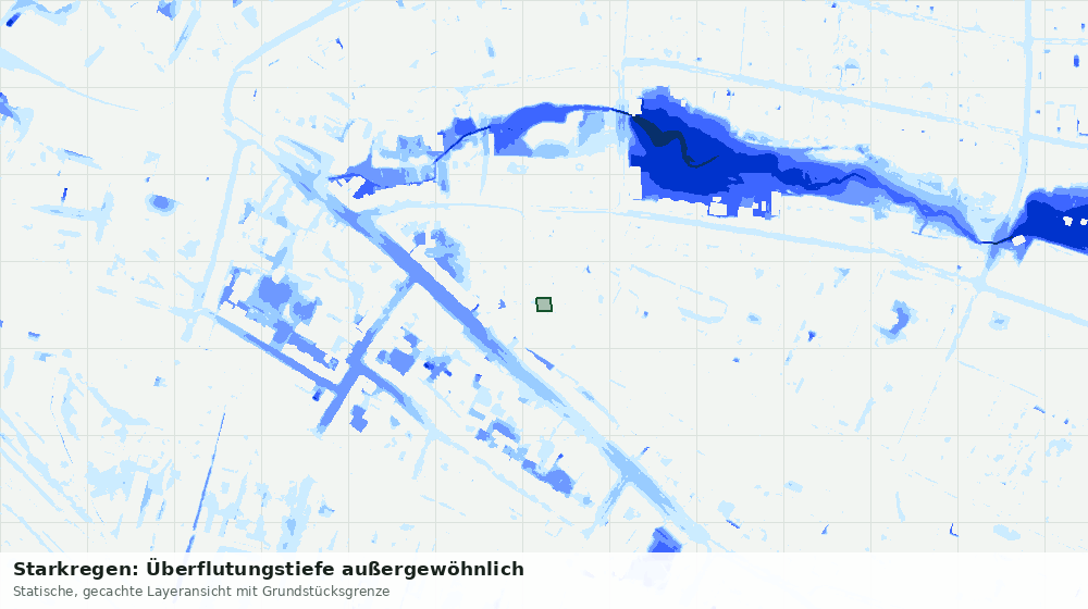 Statische Kartenansicht: Starkregen: Überflutungstiefe außergewöhnlich