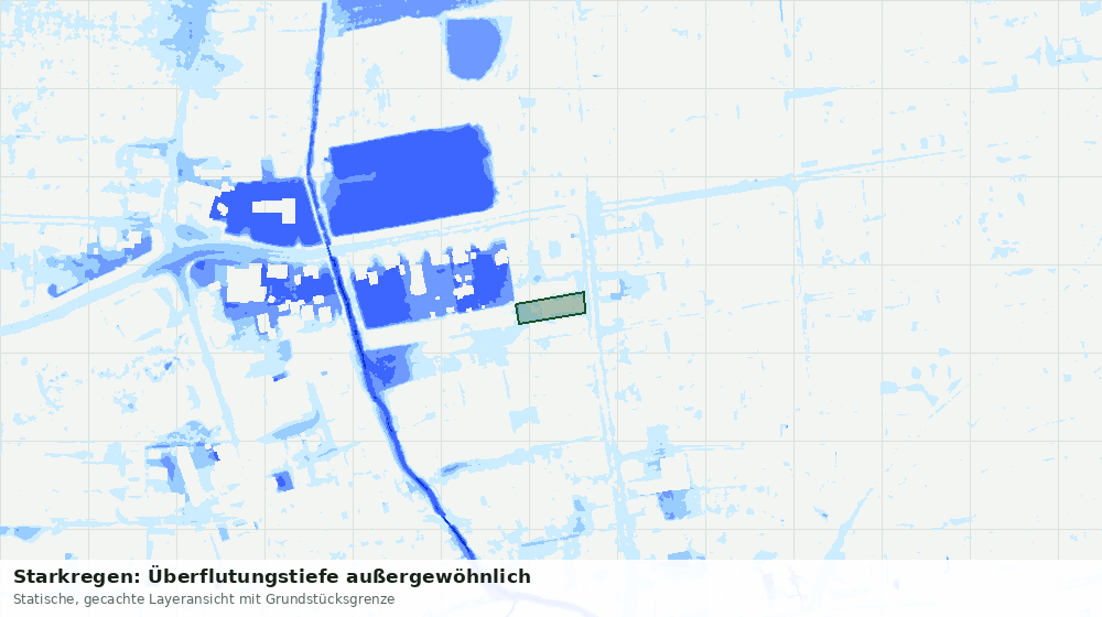 Statische Kartenansicht: Starkregen: Überflutungstiefe außergewöhnlich