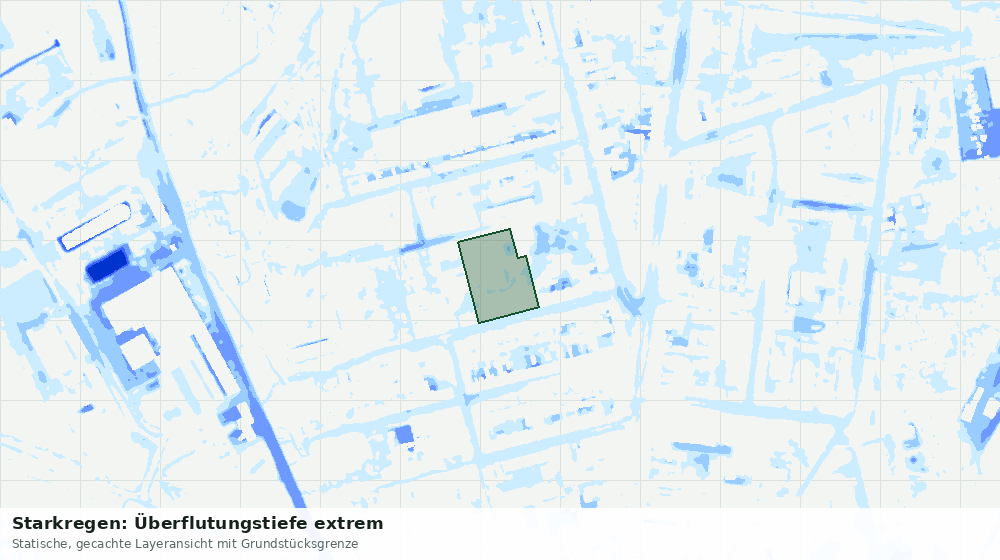 Statische Kartenansicht: Starkregen: Überflutungstiefe extrem