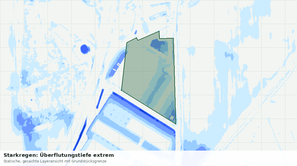 Statische Kartenansicht: Starkregen: Überflutungstiefe extrem