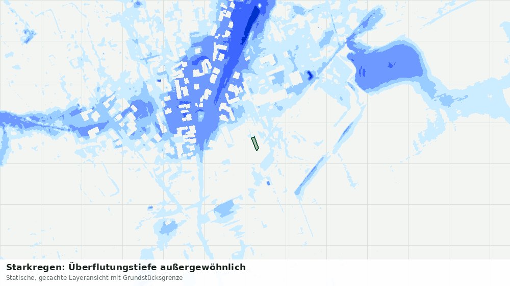 Statische Kartenansicht: Starkregen: Überflutungstiefe außergewöhnlich