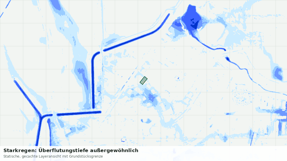 Statische Kartenansicht: Starkregen: Überflutungstiefe außergewöhnlich
