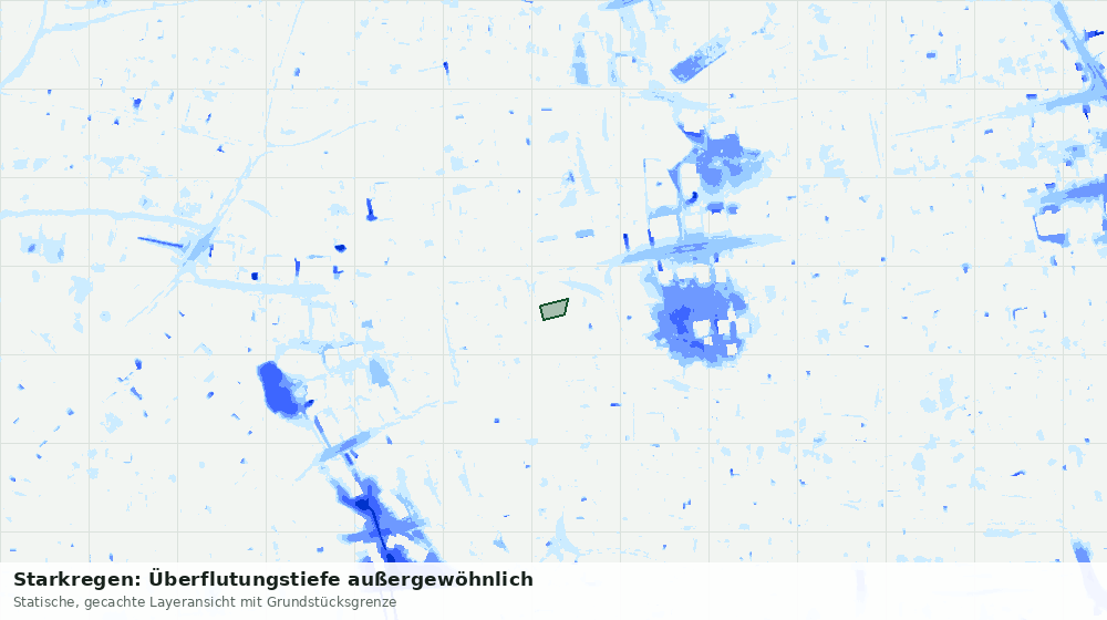 Statische Kartenansicht: Starkregen: Überflutungstiefe außergewöhnlich