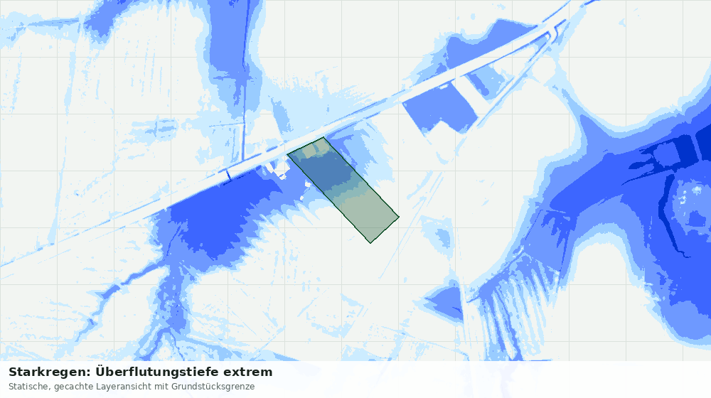Statische Kartenansicht: Starkregen: Überflutungstiefe extrem
