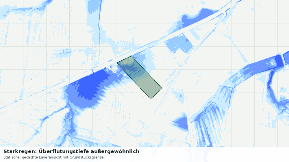Statische Kartenansicht: Starkregen: Überflutungstiefe außergewöhnlich