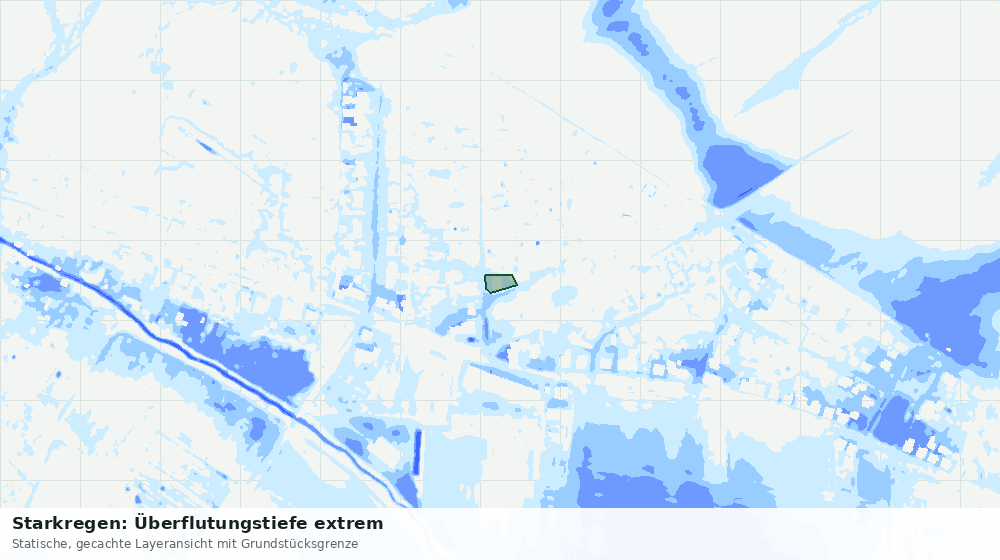Statische Kartenansicht: Starkregen: Überflutungstiefe extrem